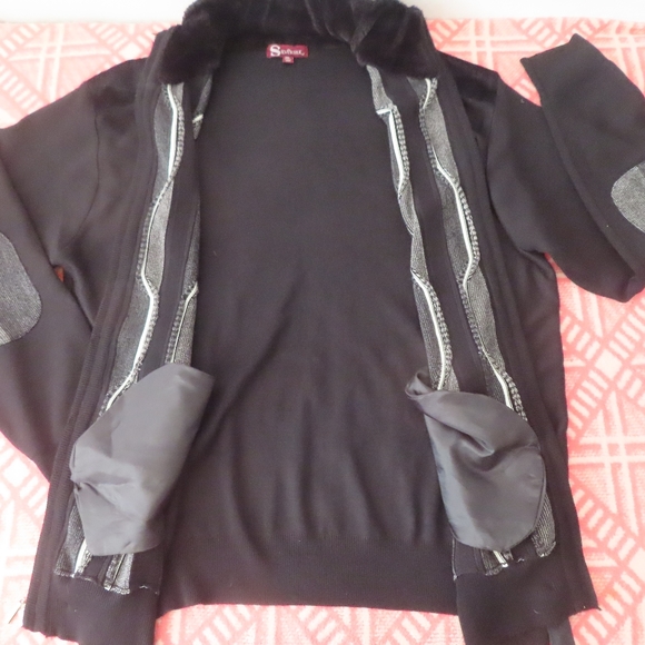 SILVERSILK Cardigan Full Zip Sweater Elbow Patch Front zip Pockets 3XL Black - Picture 2 of 6